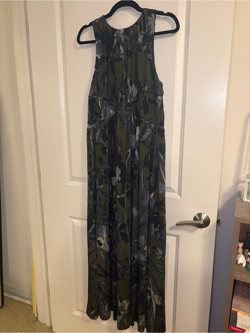 AllSaints Kaya Olive Green Floral Print Maxi Dress - Picture 4 of 9